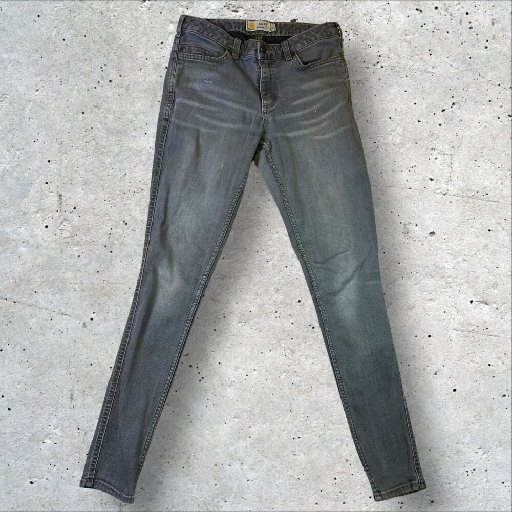 Carhartt Women’s Slim Fit Skinny Leg Jeans Size 4 Regular Gray Stretch Causal